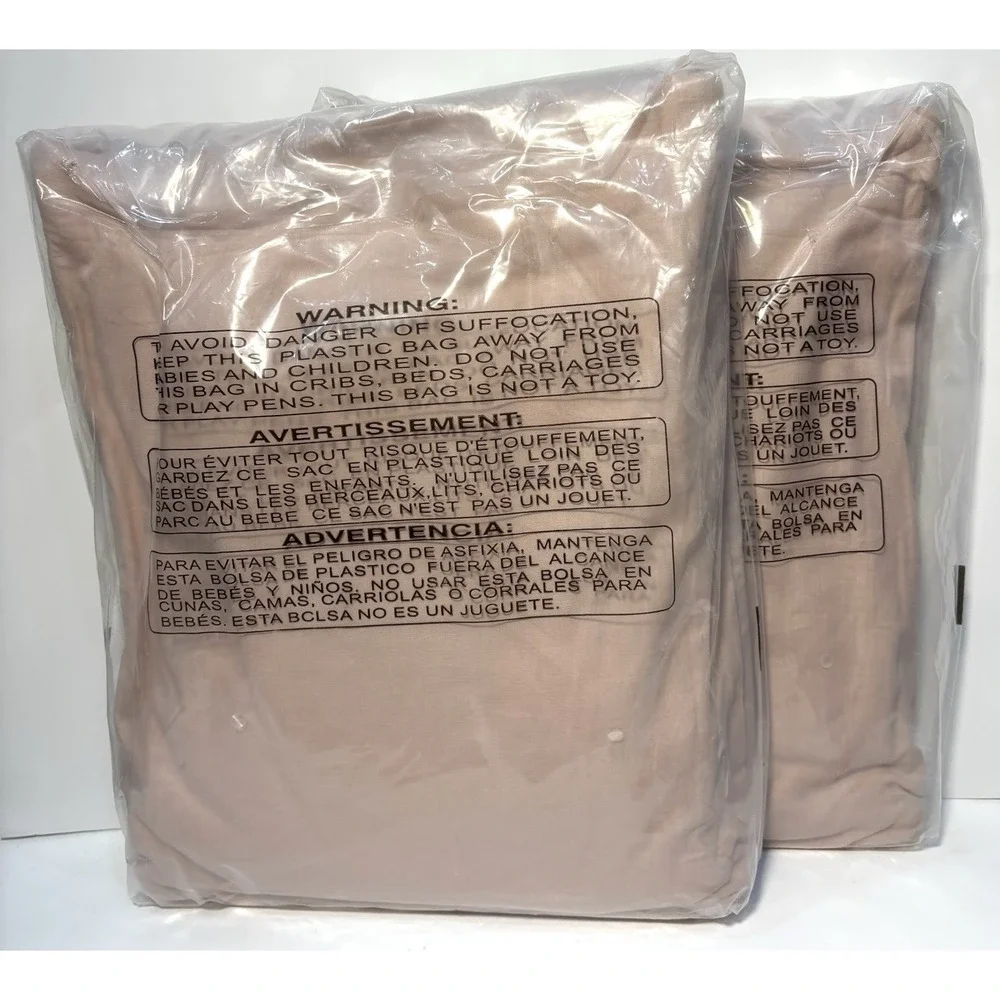 Set of 2 Lane Linen Organic Cotton Twin Fitted Sheet & Pillowcase Sepia Rose